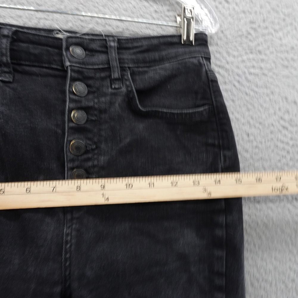 We The Free People Skinny Jeans‎ 27 Black Womens Button Fly Distressed Raw Hem - Picture 7 of 15